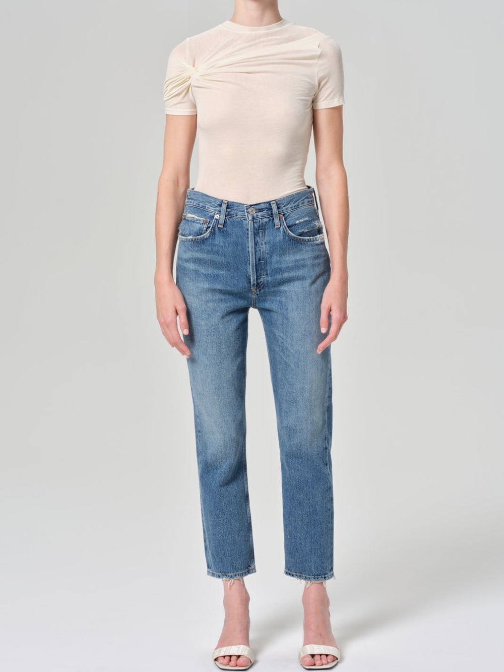 Agolde Straight Leg Jeans in Classic Medium Blue